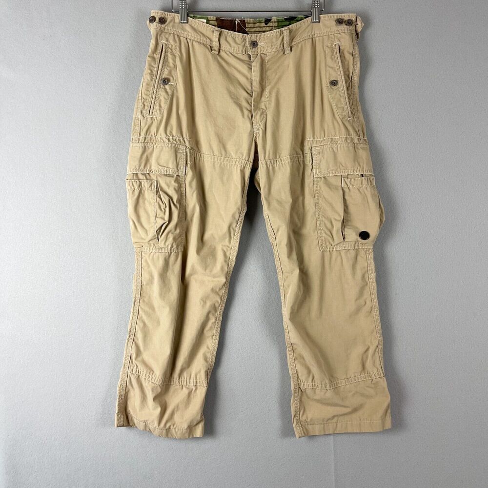 Vintage Polo Ralph Lauren Cargo Pant Men 36x27 Beige Military Combat Sport RLPC
